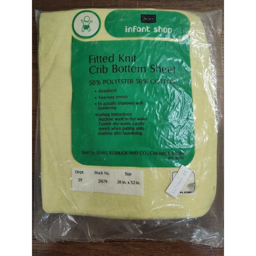 Vtg Sears & Roebuck Fitted Crib Sheet 28"x52" Infant Shop NOS Solid Yellow A12